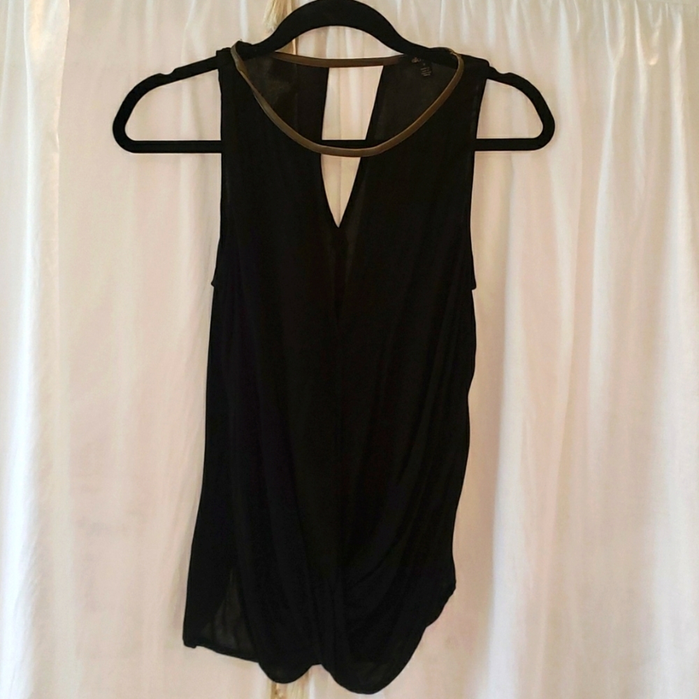 Ella Moss Black And Gold Sleeveless Blouse Size M